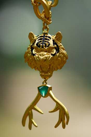 Totapari Gold Plated Corbett Romeo Tiger Hunter Pendant Necklace at Aza Fashions Totapari_Gold Plated Corbett Romeo Tiger Hunter Pendant Necklace _at_Aza_Fashions