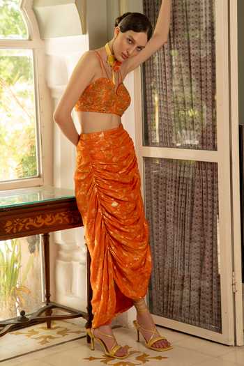 Névoh Bead Embellished Bustier & Ruffle Skirt Set 