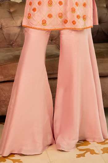 Névoh Pink Silk, Dupion, Net Halter Neck Embroidered Kurta Set Online at Aza Fashions Névoh_Pink Silk, Dupion, Net Halter Neck Embroidered Kurta Set _Online_at_Aza_Fashions