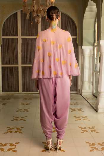 Névoh Organza Cape with Dupion Silk Bustier and Organza Tulip Pant Set 