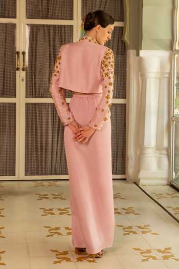 Névoh Embroidered Jacket Skirt Set 
