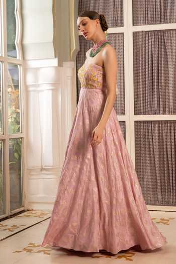 Buy Névoh Pink Net Bandeau Neck Zari Work Anarkali With Dupatta Online at Aza Fashions Buy_Névoh_Pink Net Bandeau Neck Zari Work Anarkali With Dupatta _Online_at_Aza_Fashions