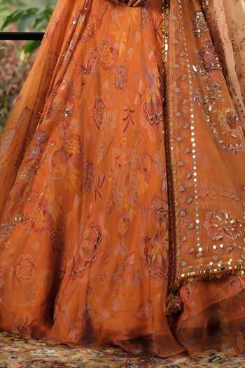 Buy Mahima Mahajan Yellow Silk Organza Sweetheart Neck Iris Floral Print And Embroidered Lehenga Set Online at Aza Fashions Buy_Mahima Mahajan_Yellow Silk Organza Sweetheart Neck Iris Floral Print And Embroidered Lehenga Set _Online_at_Aza_Fashions
