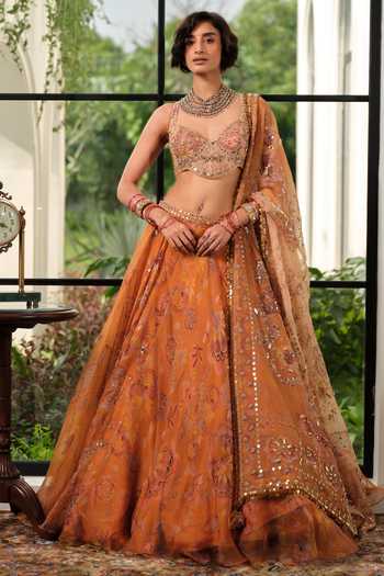 Mahima Mahajan Iris Floral Print & Embroidered Lehenga Set 