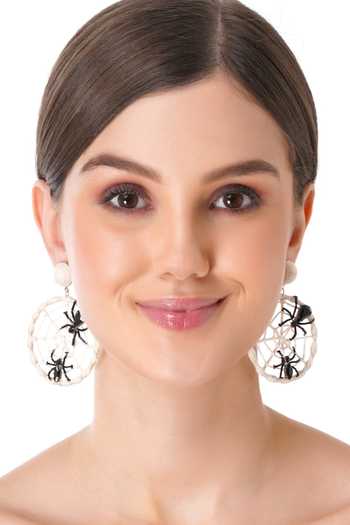 Apt Forever_Black Spook-o-web Handmade Beaded Earrings _at_Aza_Fashions