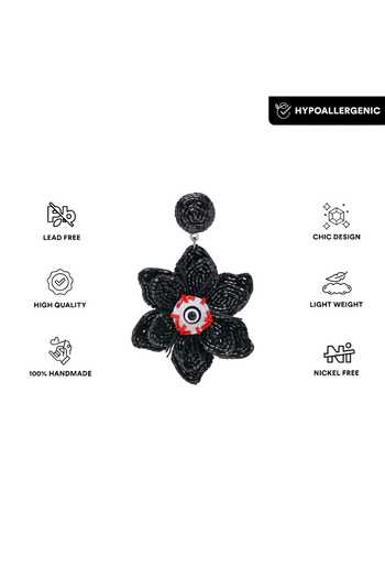 Apt Forever Black Spooky Flower Eye Beaded Earrings Online at Aza Fashions Apt Forever_Black Spooky Flower Eye Beaded Earrings _Online_at_Aza_Fashions