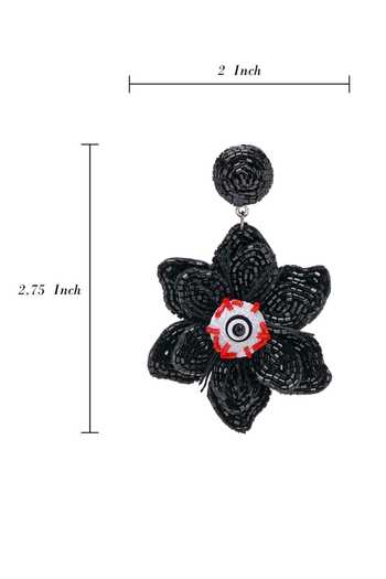 Buy Apt Forever Black Spooky Flower Eye Beaded Earrings Online at Aza Fashions Buy_Apt Forever_Black Spooky Flower Eye Beaded Earrings _Online_at_Aza_Fashions