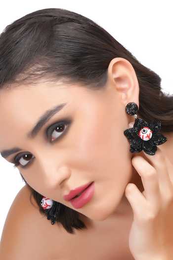 Apt Forever Spooky Flower Eye Beaded Earrings 