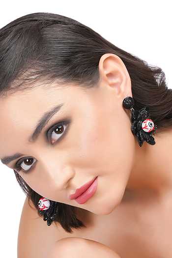 Buy Apt Forever Black Spooky Flower Eye Beaded Earrings Buy_Apt Forever_Black Spooky Flower Eye Beaded Earrings