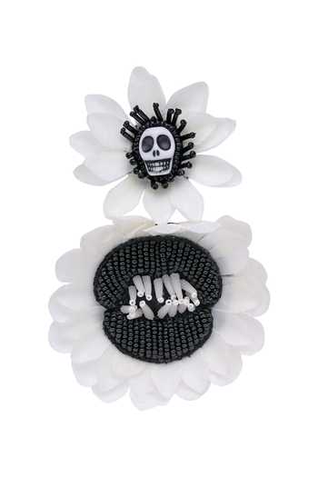 Shop Apt Forever Black Creepy Bloom Handmade Beaded Earrings Online at Aza Fashions Shop_Apt Forever_Black Creepy Bloom Handmade Beaded Earrings _Online_at_Aza_Fashions
