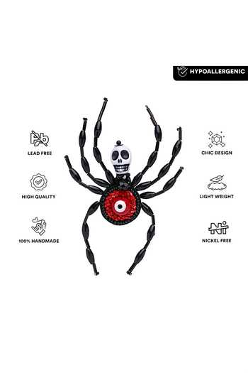 Buy Apt Forever Black Skully Spider Brooch Online at Aza Fashions Buy_Apt Forever_Black Skully Spider Brooch _Online_at_Aza_Fashions