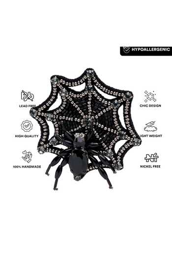 Buy Apt Forever Black Web Whisper Brooch Online at Aza Fashions Buy_Apt Forever_Black Web Whisper Brooch _Online_at_Aza_Fashions