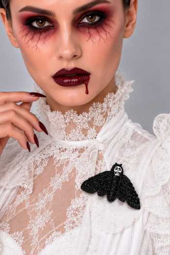 Apt Forever Black Goth Brooch at Aza Fashions Apt Forever_Black Goth Brooch _at_Aza_Fashions