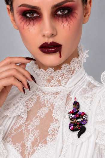 Apt Forever Black Enchanted Serpent Brooch at Aza Fashions Apt Forever_Black Enchanted Serpent Brooch _at_Aza_Fashions