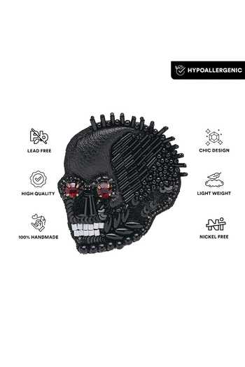 Apt Forever Black Midnight Skull Brooch Online at Aza Fashions Apt Forever_Black Midnight Skull Brooch _Online_at_Aza_Fashions