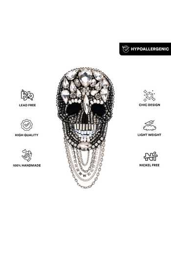 Buy Apt Forever Silver Plated Regal Skull Brooch Online at Aza Fashions Buy_Apt Forever_Silver Plated Regal Skull Brooch _Online_at_Aza_Fashions