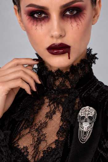 Apt Forever Silver Plated Regal Skull Brooch at Aza Fashions Apt Forever_Silver Plated Regal Skull Brooch _at_Aza_Fashions