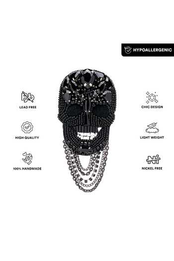 Apt Forever Black Regal Skull Brooch Online at Aza Fashions Apt Forever_Black Regal Skull Brooch _Online_at_Aza_Fashions