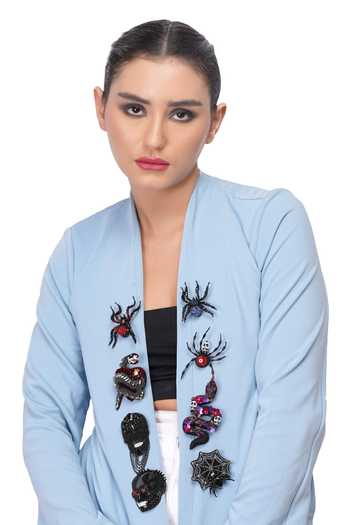 Shop Apt Forever Black Regal Skull Brooch Online at Aza Fashions Shop_Apt Forever_Black Regal Skull Brooch _Online_at_Aza_Fashions