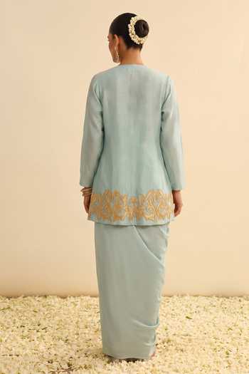 Arje India Border Embroidered Jacket Set 