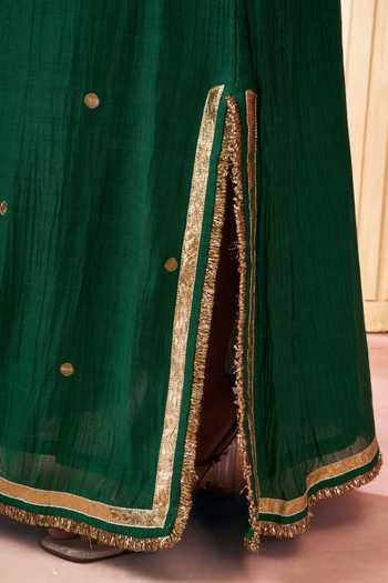 Buy_Arje India_Green Chanderi Silk Round Neck Kurta 