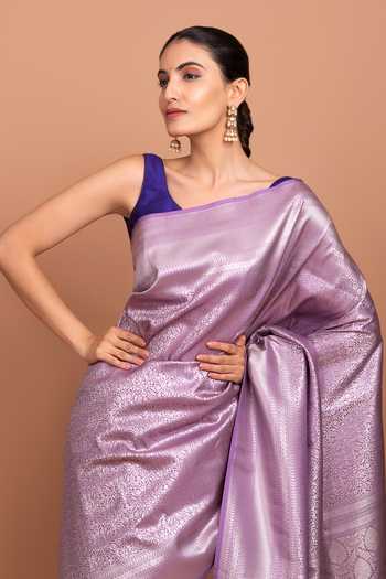 Devissha Purple Silk Lavender Banarasi Saree Online at Aza Fashions Devissha_Purple Silk Lavender Banarasi Saree _Online_at_Aza_Fashions