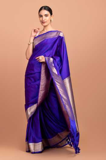 Devissha Purple Silk Geometric Woven Saree Online at Aza Fashions Devissha_Purple Silk Geometric Woven Saree _Online_at_Aza_Fashions
