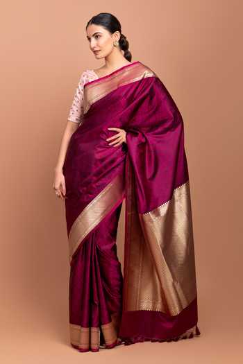 Devissha Geometric Border Woven Saree 
