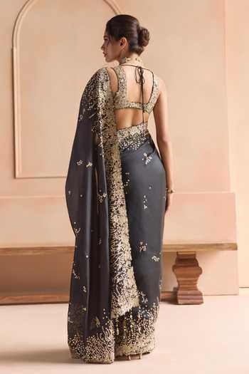 Osaa By Adarsh Black Embroidered Saree With Blouse