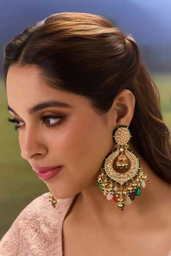 Paisley Pop Multicoloured Kundan Chandbali Earrings 
