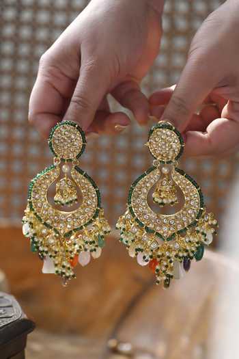 Paisley Pop Multicoloured Kundan Chandbali Earrings 