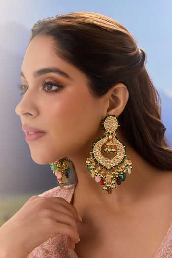 Shop Paisley Pop Multi Color Multicoloured Kundan Chandbali Earrings Online at Aza Fashions Shop_Paisley Pop_Multi Color Multicoloured Kundan Chandbali Earrings _Online_at_Aza_Fashions