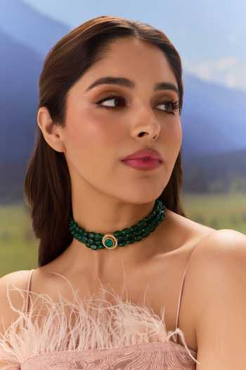 Paisley Pop Natural Stone Studded Choker Necklace 