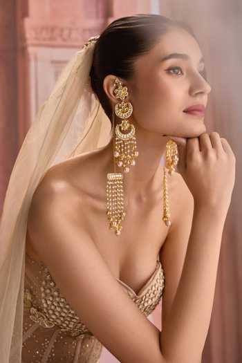 Buy Paisley Pop Gold Plated Kundan Kashmiri Long Earrings Online at Aza Fashions Buy_Paisley Pop_Gold Plated Kundan Kashmiri Long Earrings _Online_at_Aza_Fashions