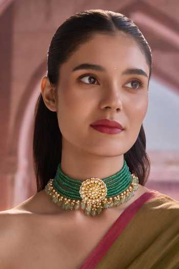 Paisley Pop Green Kundan Choker Necklace