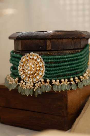 Paisley Pop Green Kundan Choker Necklace