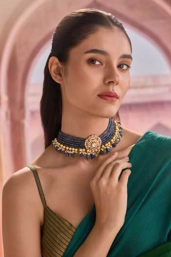 Paisley Pop Blue Polki Choker Necklace