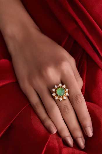 Paisley Pop_Green Mint Polki Ring _Online_at_Aza_Fashions