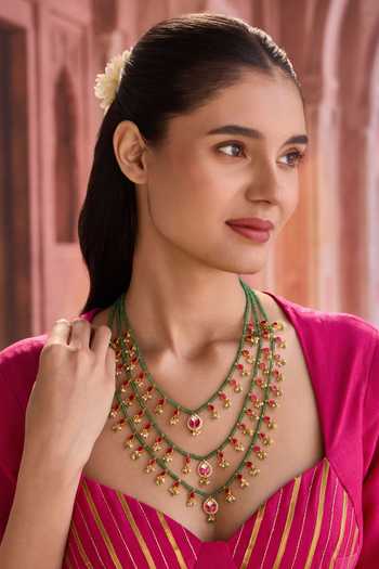 Buy Paisley Pop Green Layered Necklace Online at Aza Fashions Buy_Paisley Pop_Green Layered Necklace _Online_at_Aza_Fashions