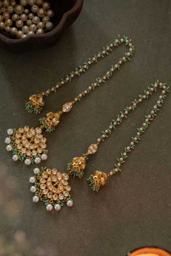 Paisley Pop Kundan & Pearl Embellished Earrings