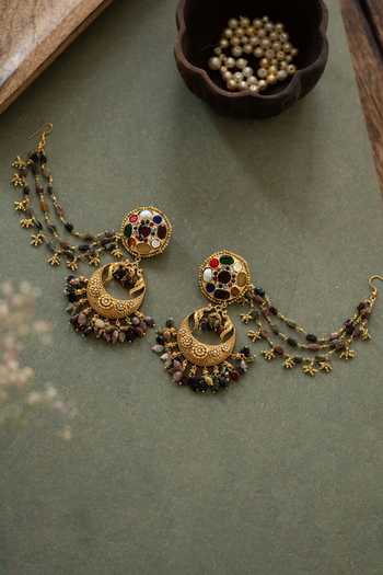 Paisley Pop Navrattan Chandbali Earrings 