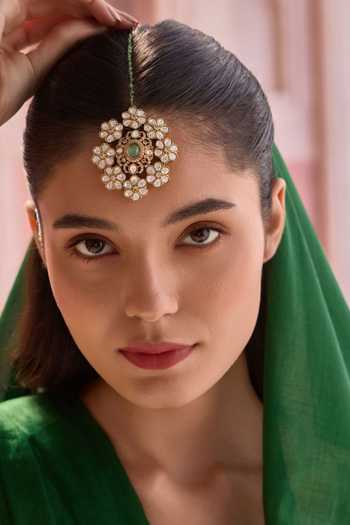 Paisley Pop Mint Polki Maangtikka