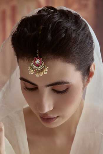 Paisley Pop Pink Kundan Maangtikka