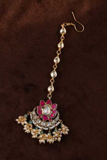 Buy_Paisley Pop_Pink Kundan Maangtikka _Online_at_Aza_Fashions