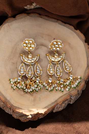 Paisley Pop Kundan & Pearls Crescent Earrings