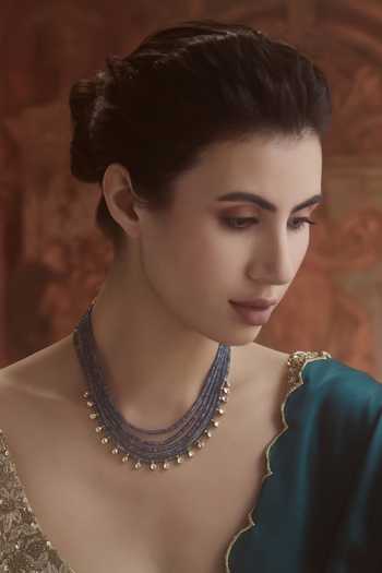 Paisley Pop_Blue Kundan Necklace _Online_at_Aza_Fashions