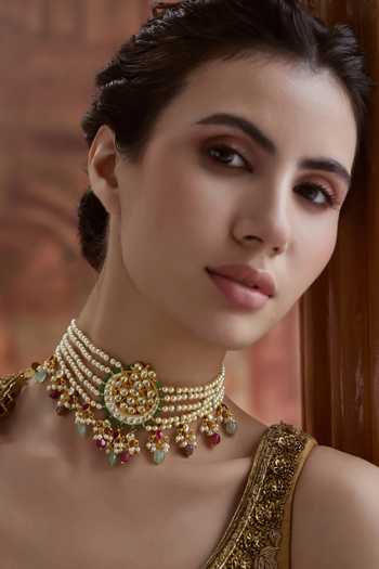 Paisley Pop Kundan & Pearls Choker Necklace