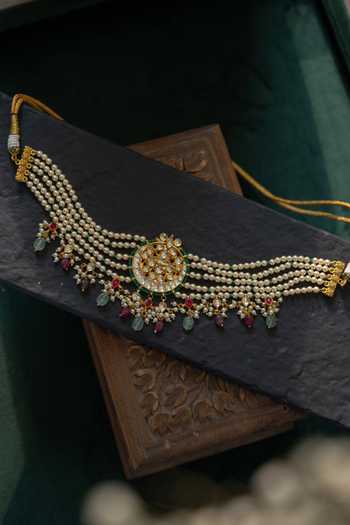 Paisley Pop Kundan & Pearls Choker Necklace
