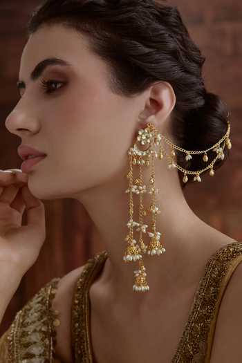Paisley Pop Kundan Kaan Chain Long Earrings 