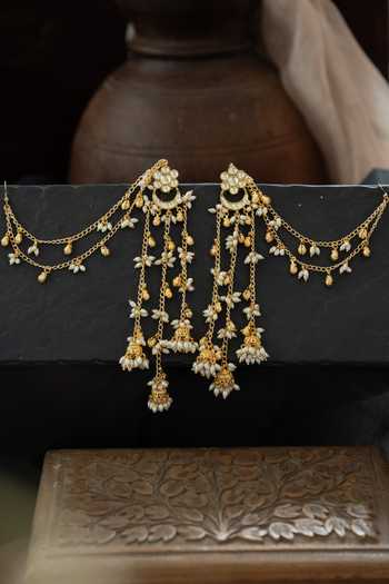 Paisley Pop Kundan Kaan Chain Long Earrings 